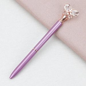 Lavender Crystal Butterfly Topped Ballpoint Pen~~NWOT